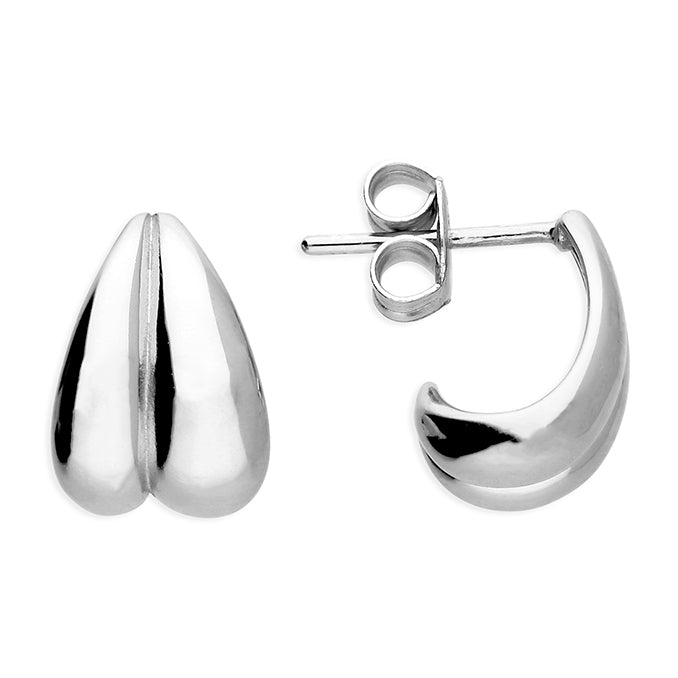 Silver Double Curl Stud Earring