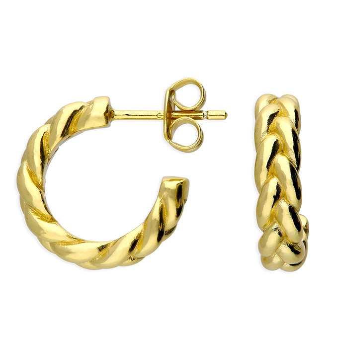 Gold Plaited Hoop Stud Earring