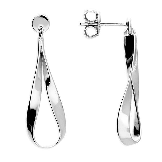 Silver Twist Drop Stud Earring