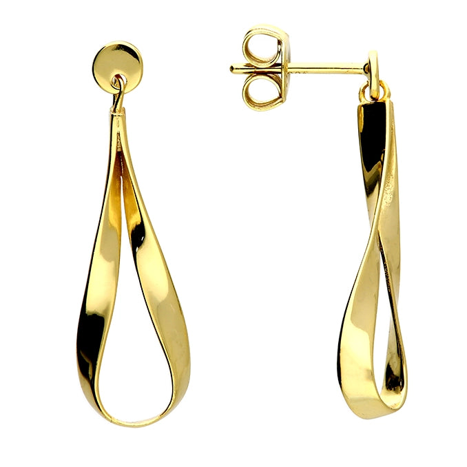 Gold Twist Drop Stud Earring