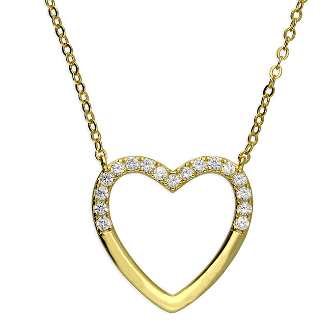 CZ Heart Necklace - Gold