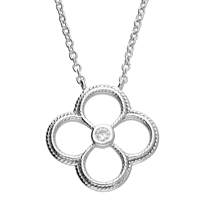 CZ Open Quatrefoil Necklace