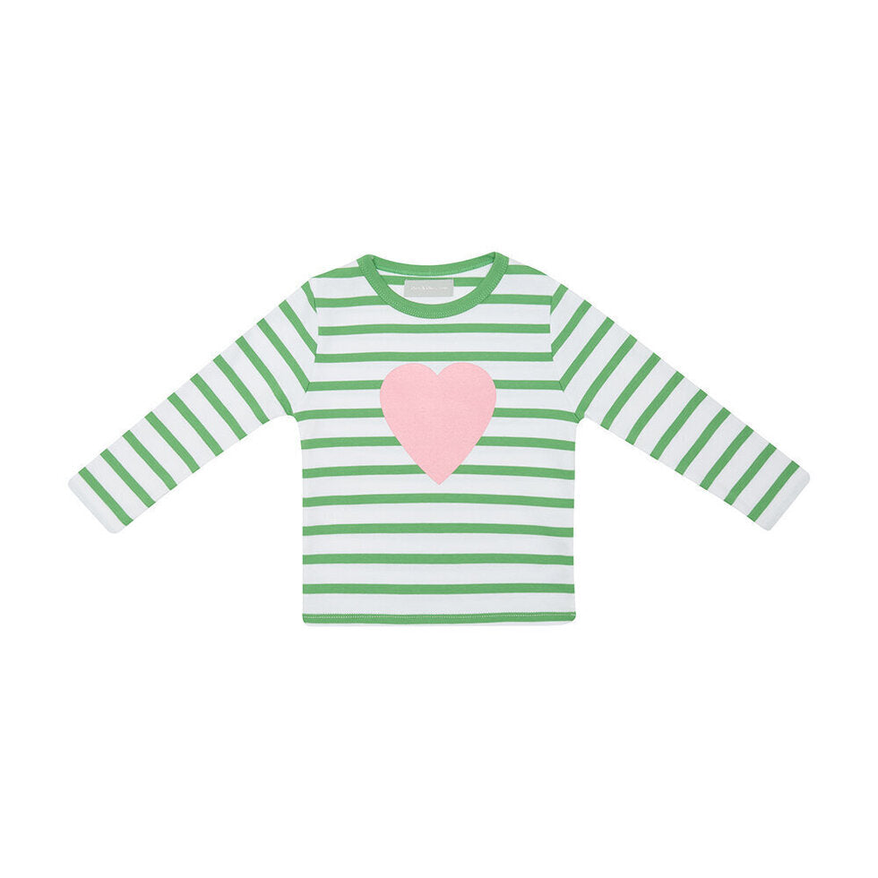 Green and White Heart Top - Age 3-4