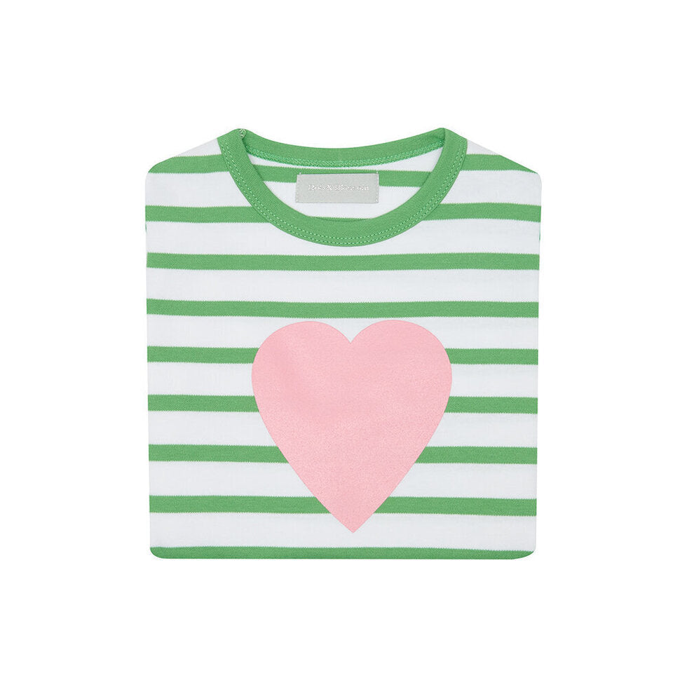 Green and White Heart Top - Age 3-4