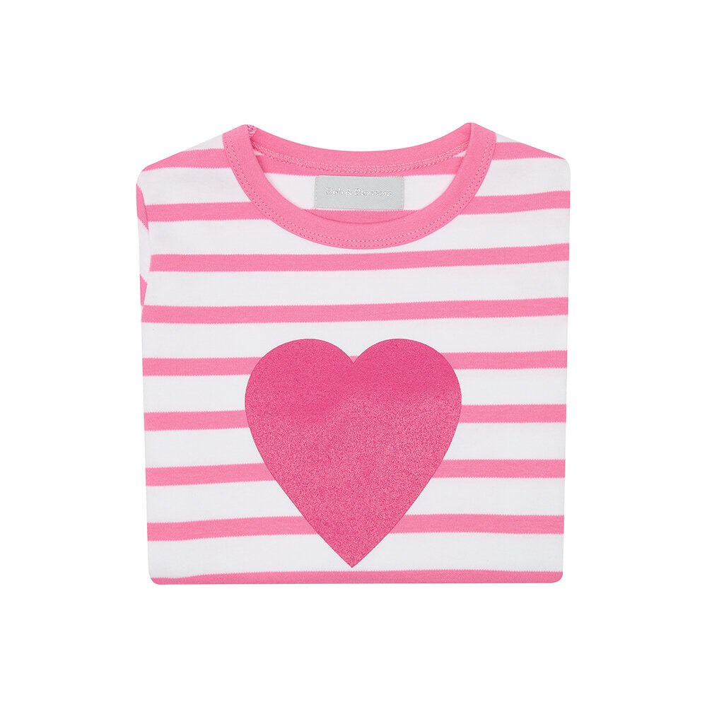 Hot Pink and White Heart Top - Age 2-3