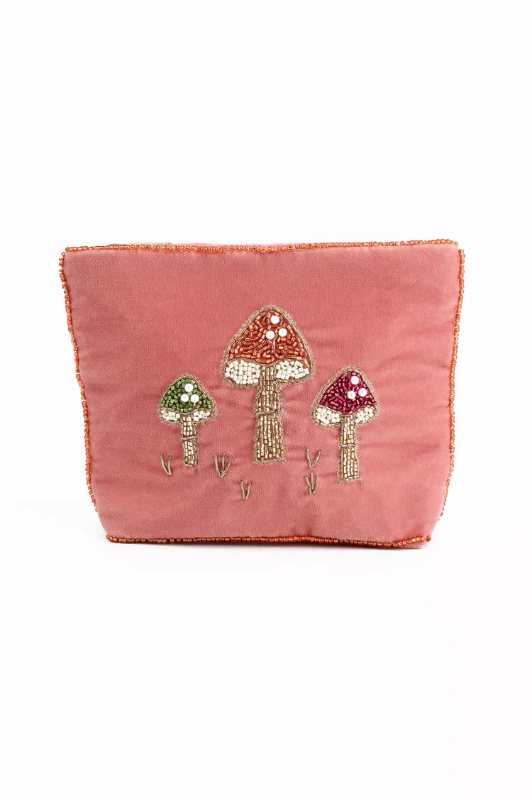 Pink Velvet Mushroom Small Pouch