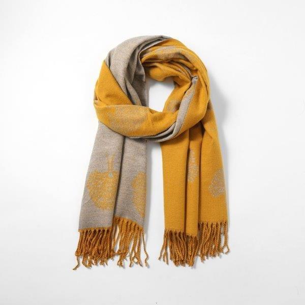 Reversible Tree of Life Scarf - Mustard