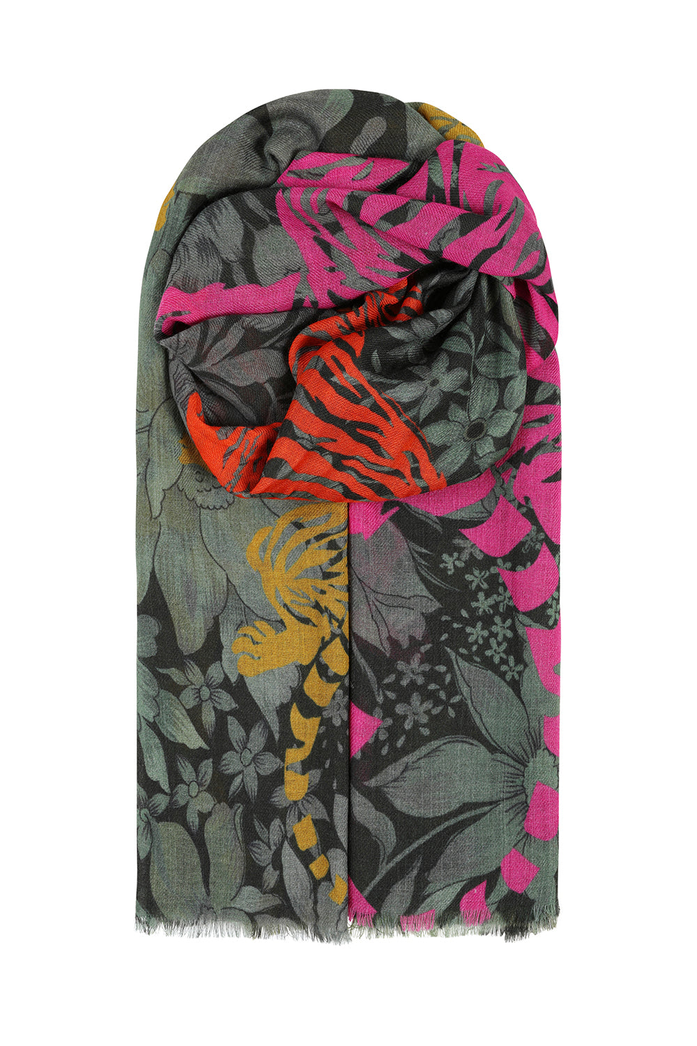 Tiger Print Scarf - Wool & Silk