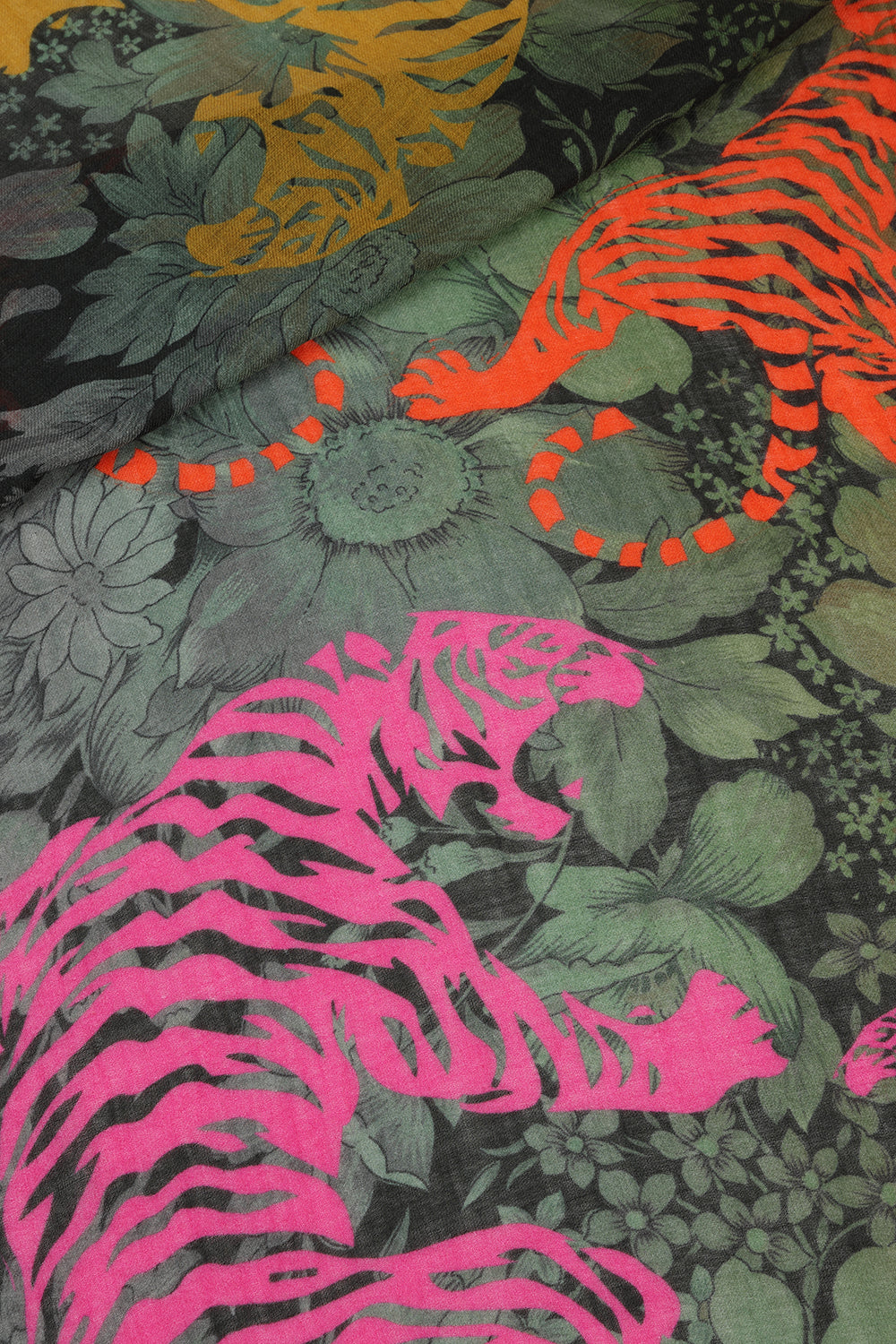 Tiger Print Scarf - Wool & Silk