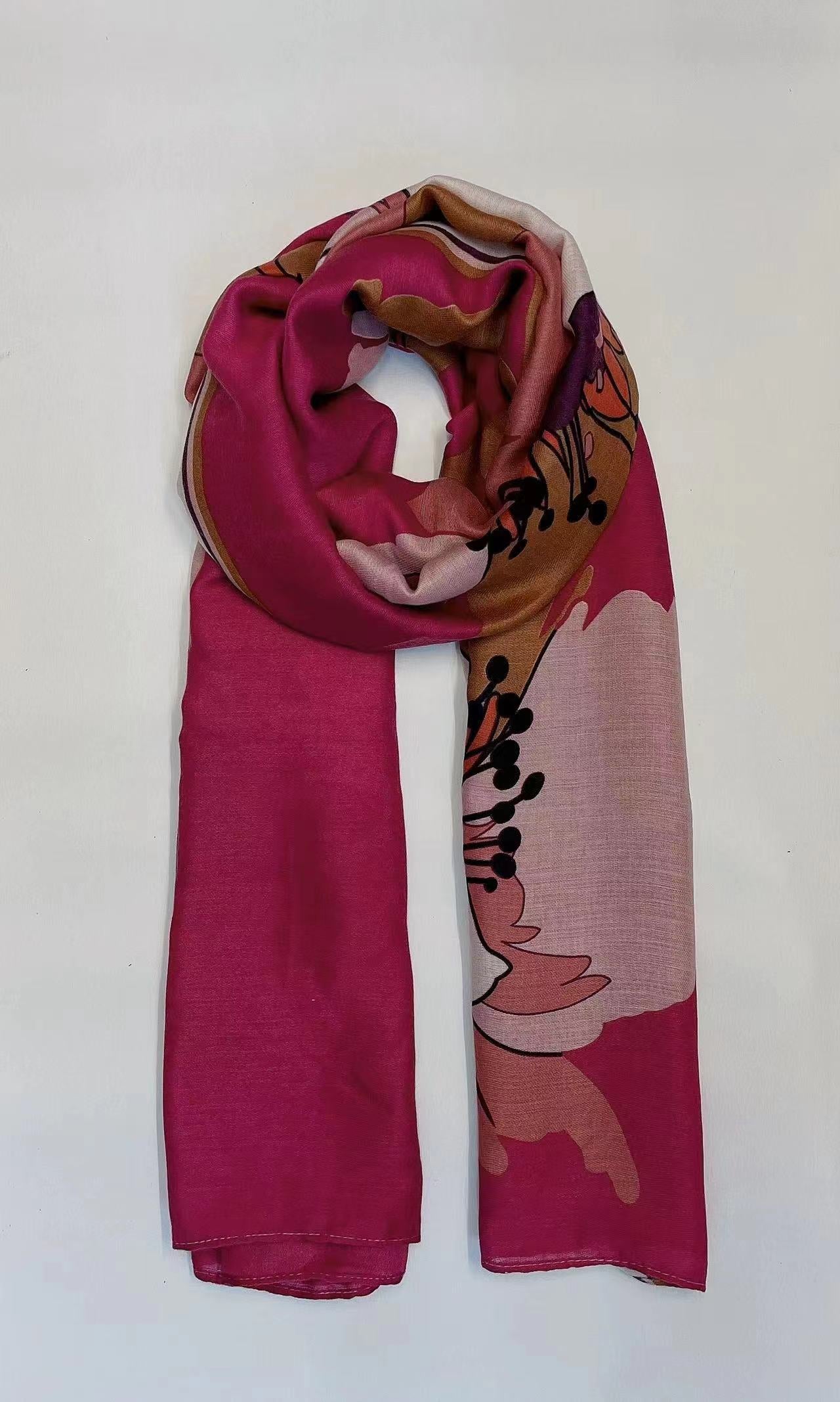 Oversized Floral Print Scarf - Eco