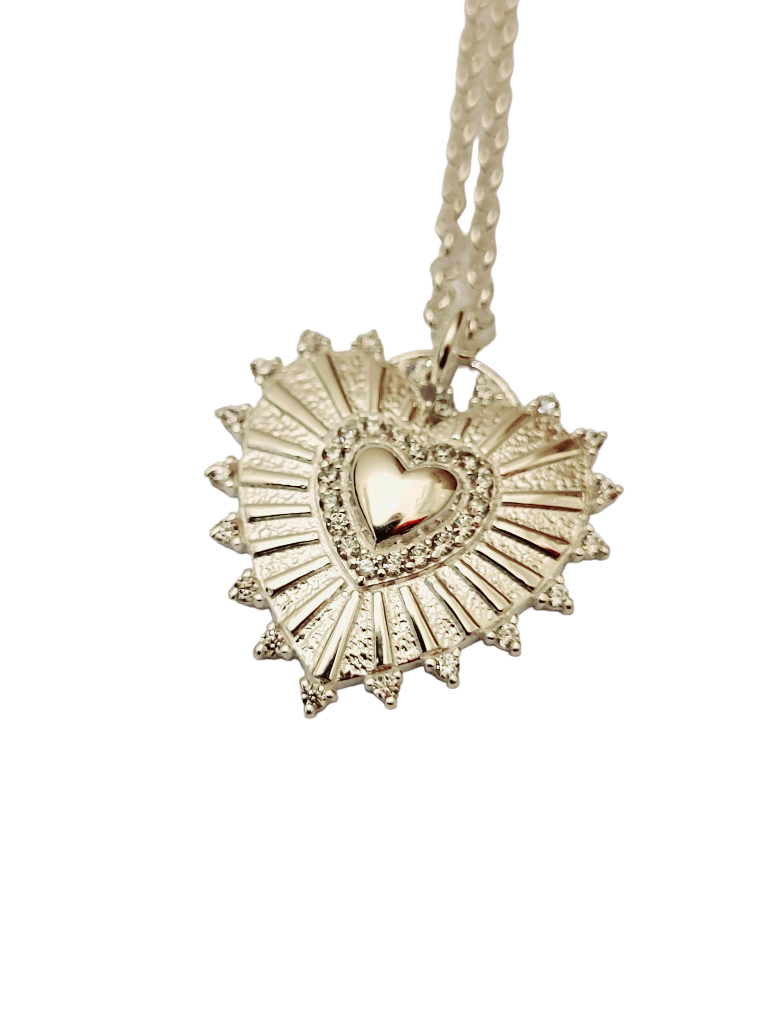 Spiked CZ Heart Necklace - S