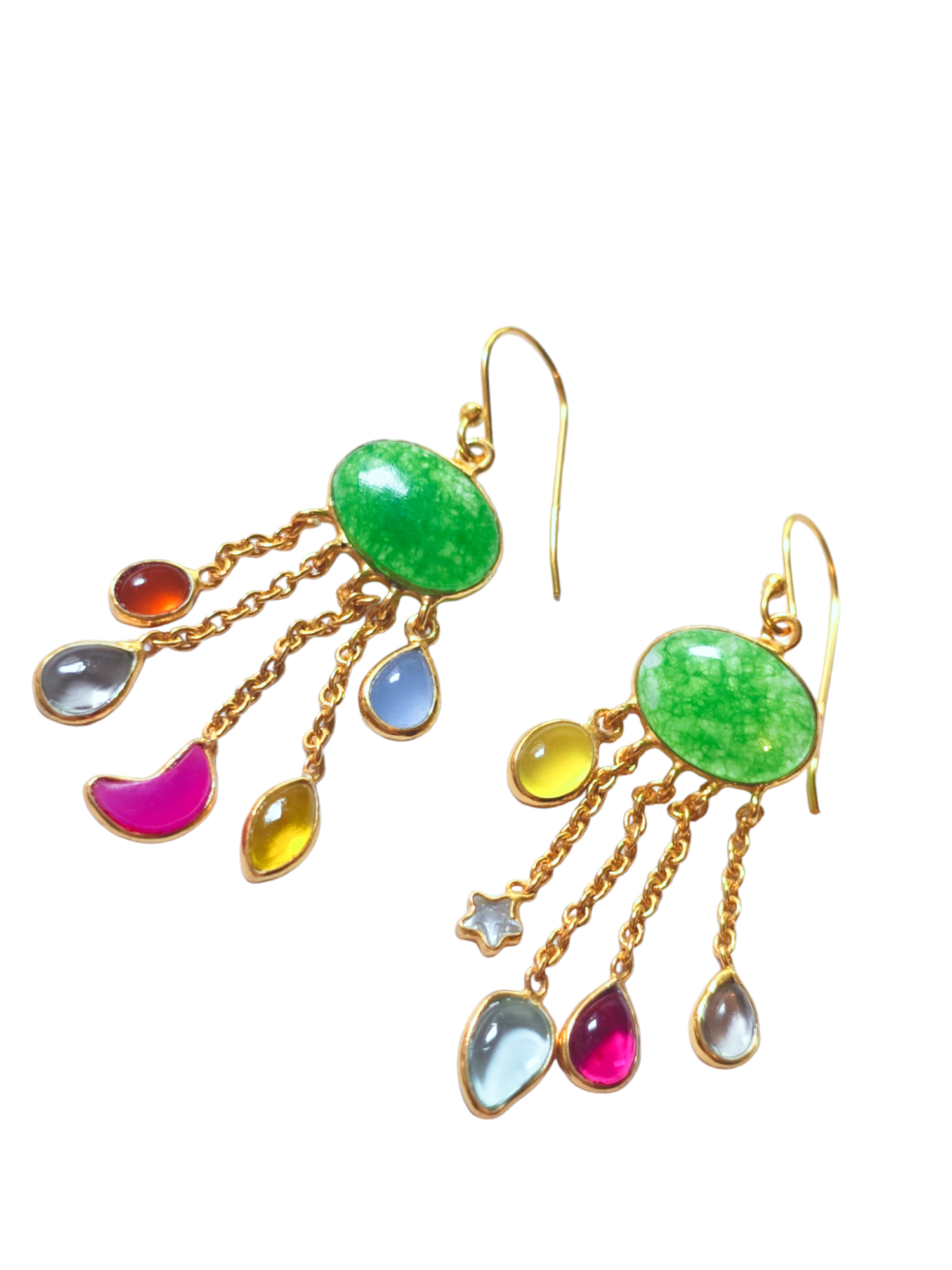 Moon Drop Earrings - Green