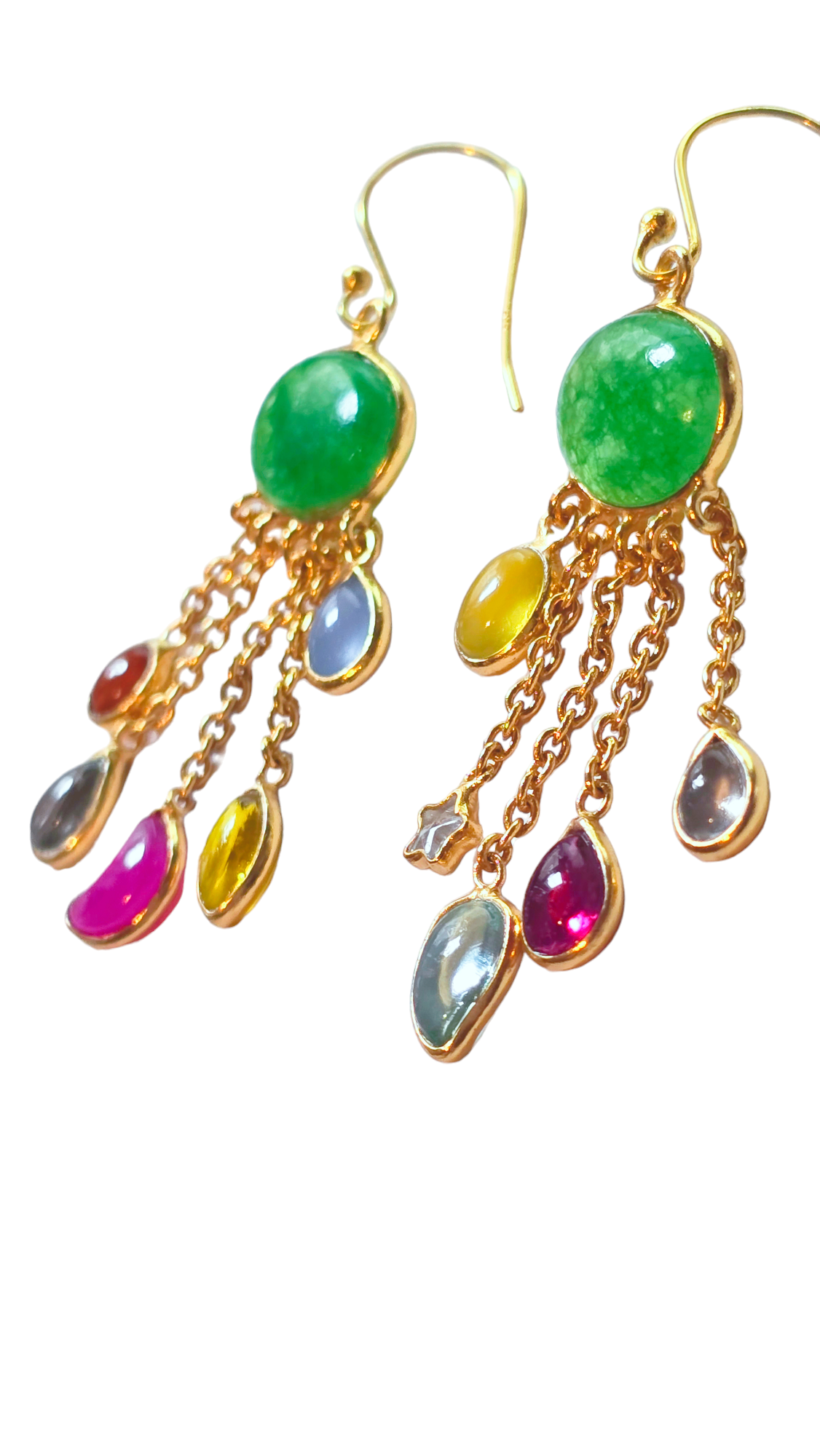 Moon Drop Earrings - Green