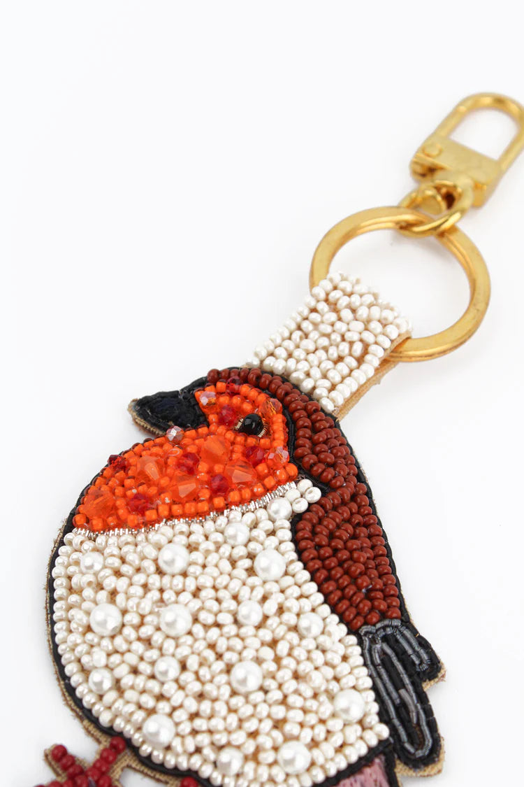 Red Robin Beaded Keyring