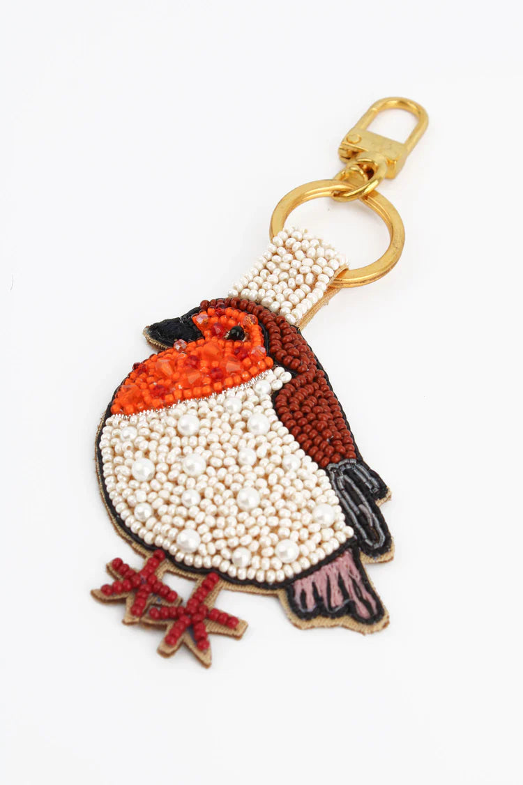 Red Robin Beaded Keyring