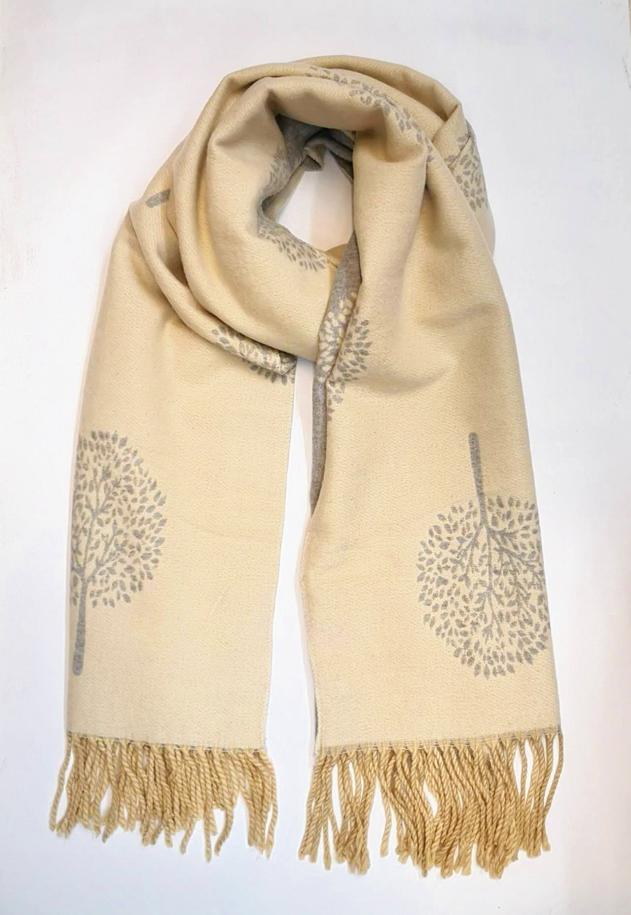 Reversible Tree of Life Scarf - Cream