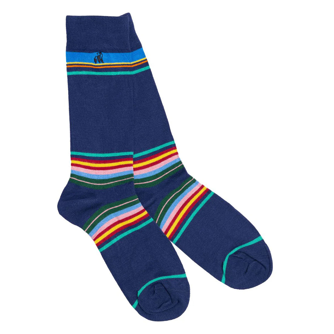 Navy Multi Striped Bamboo Socks