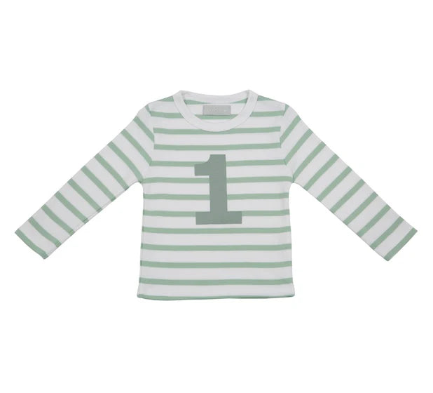 Seafoam and White Breton Striped Age top - Age 1