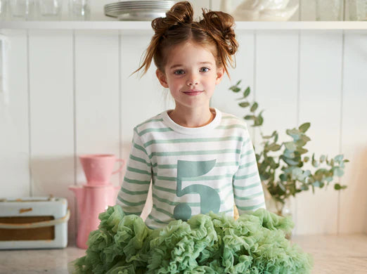 Seafoam and White Breton Striped Age top - Age 1