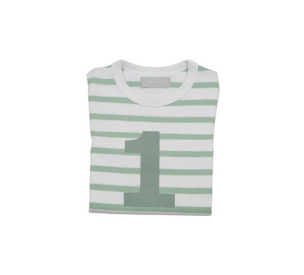 Seafoam and White Breton Striped Age top - Age 1