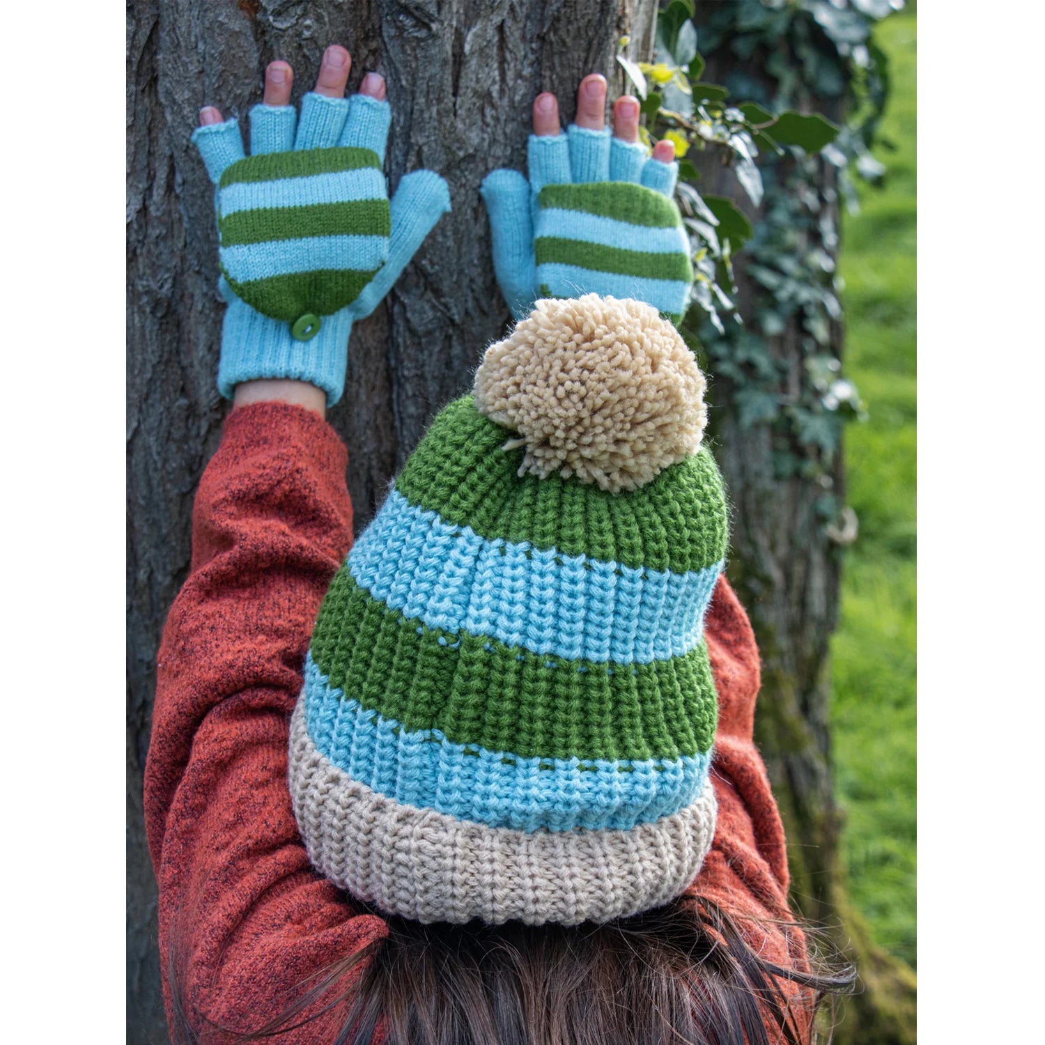 Rockahula - Green Striped Gloves 7-10 Years