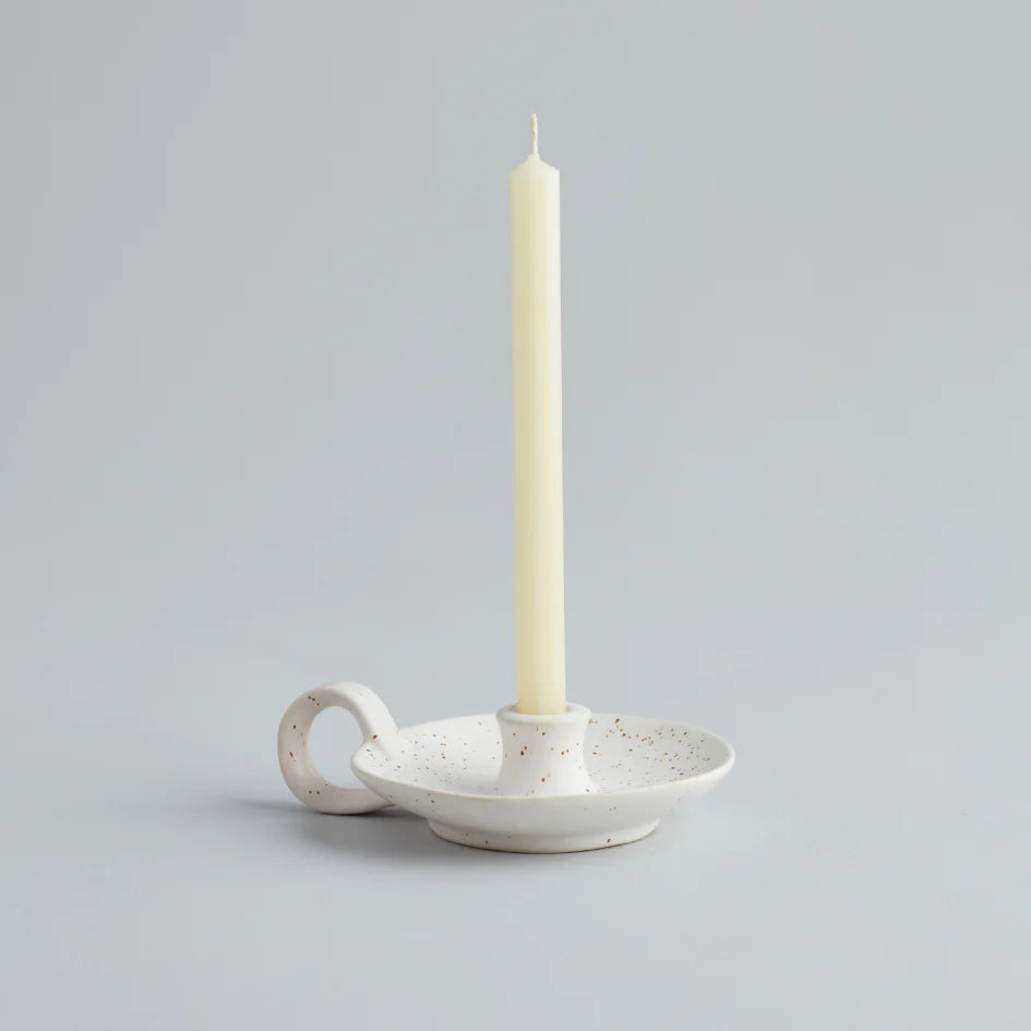 St Eval - White Speckle Candle Holder