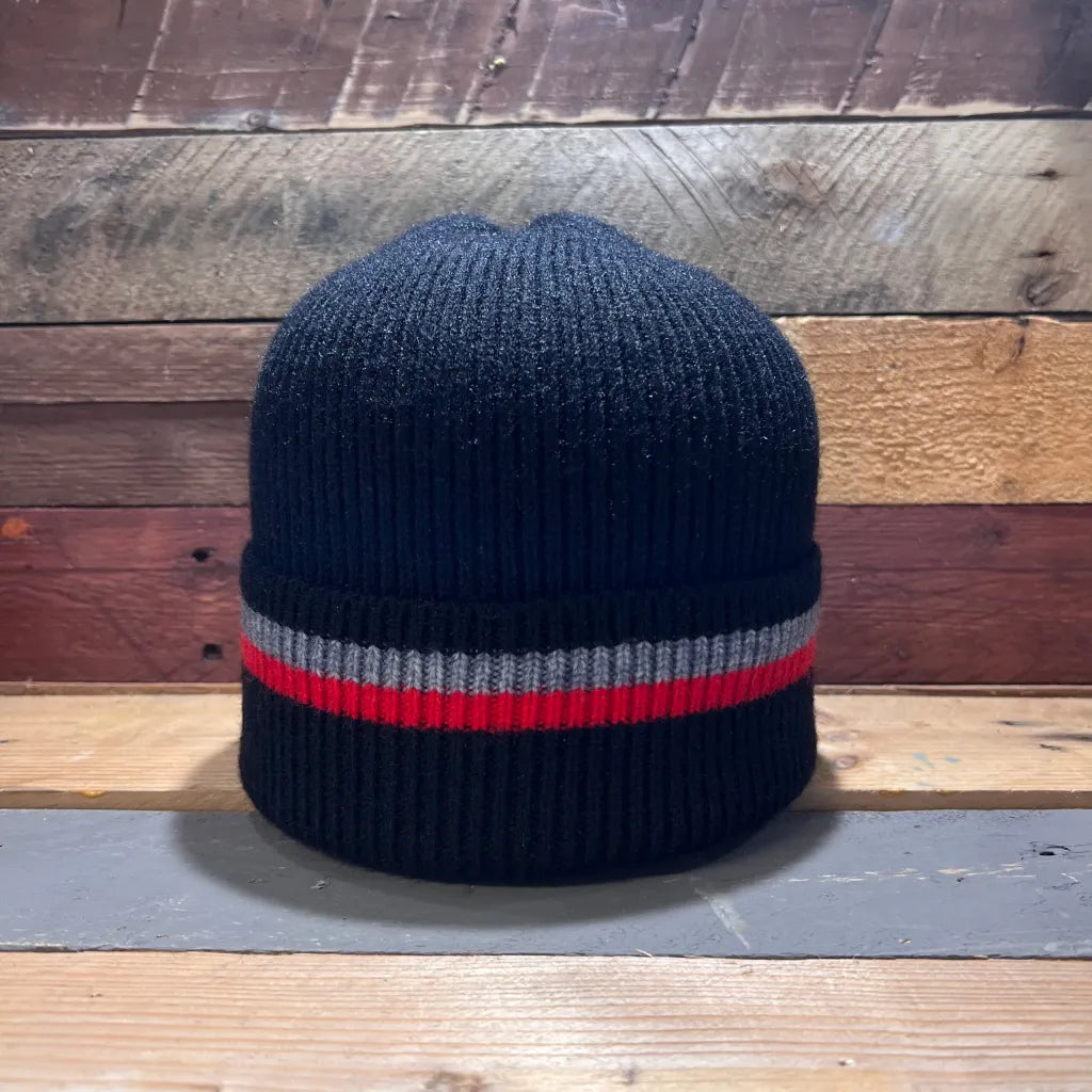 Mens Beanie - Double Striped Black