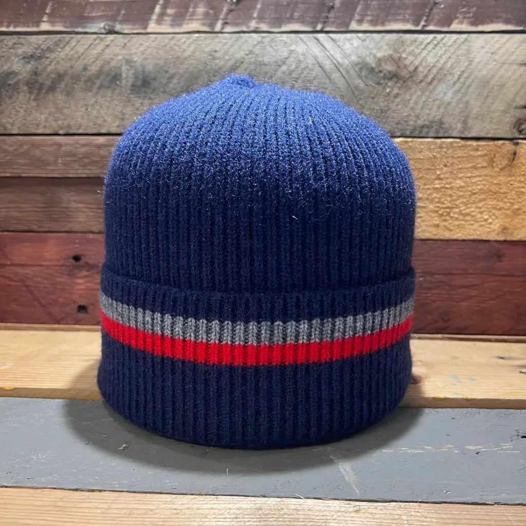 Mens Beanie - Doube Striped Blue