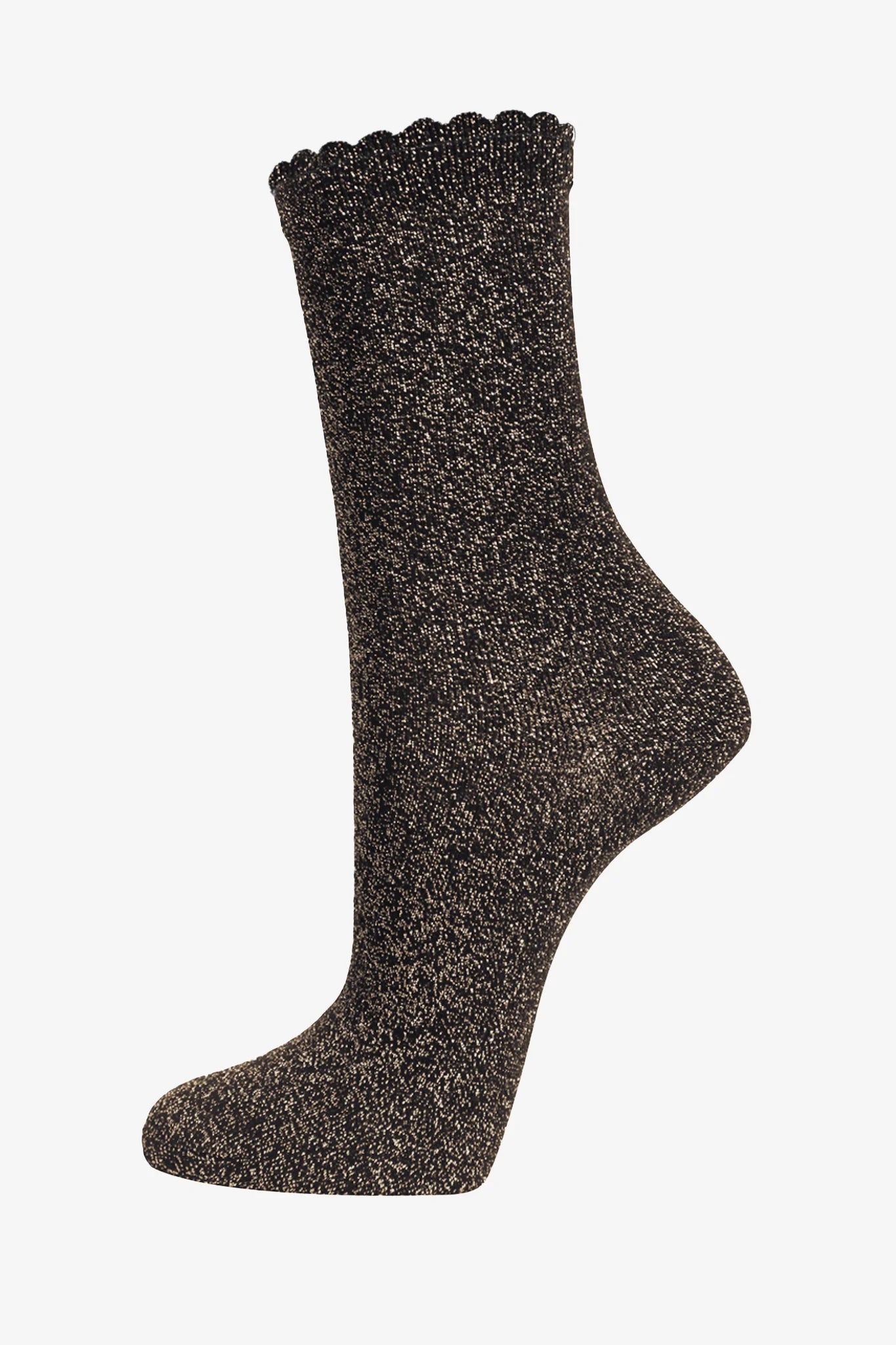 Black Copper All Over Glitter Socks