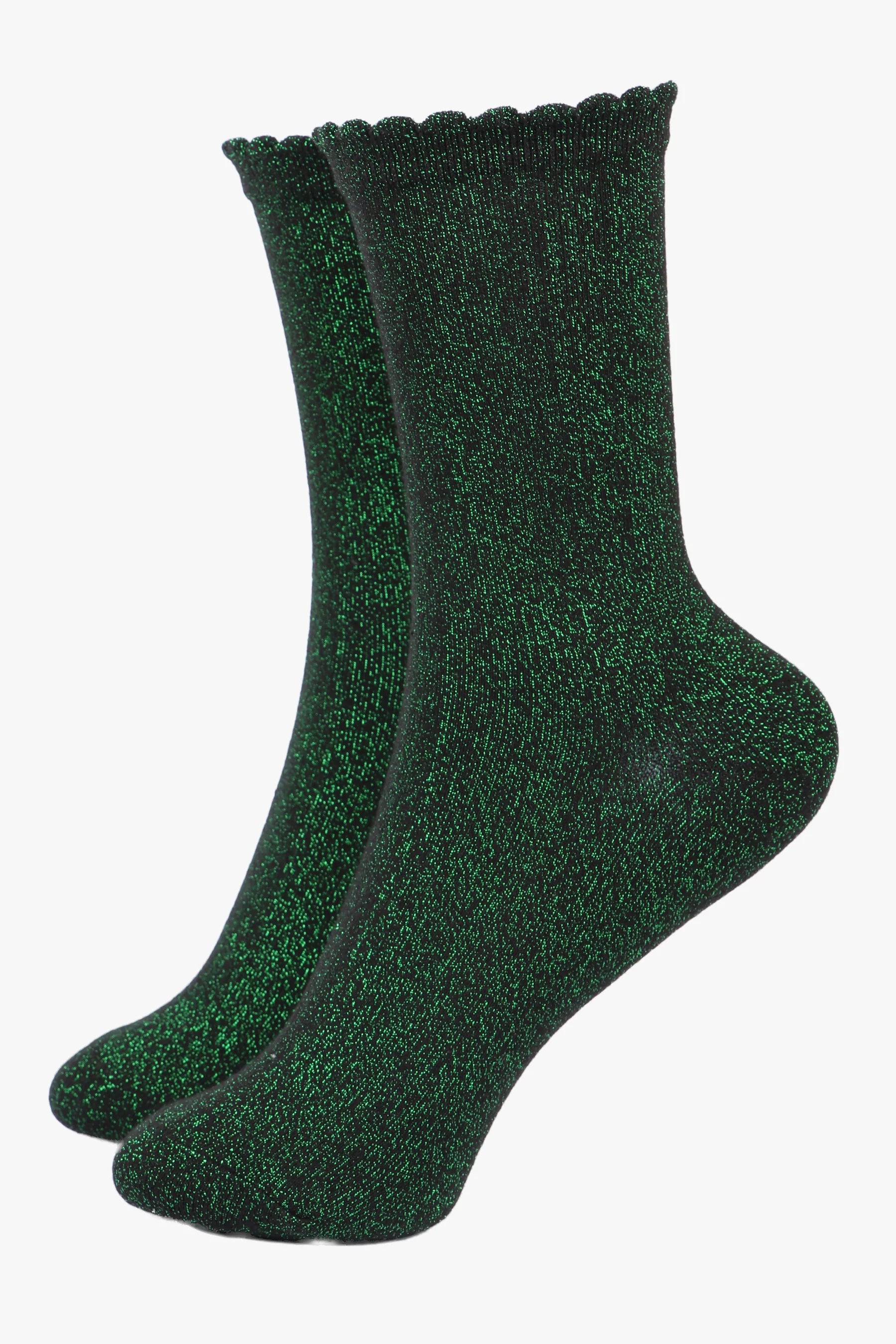 Black Bright Green Glitter Socks