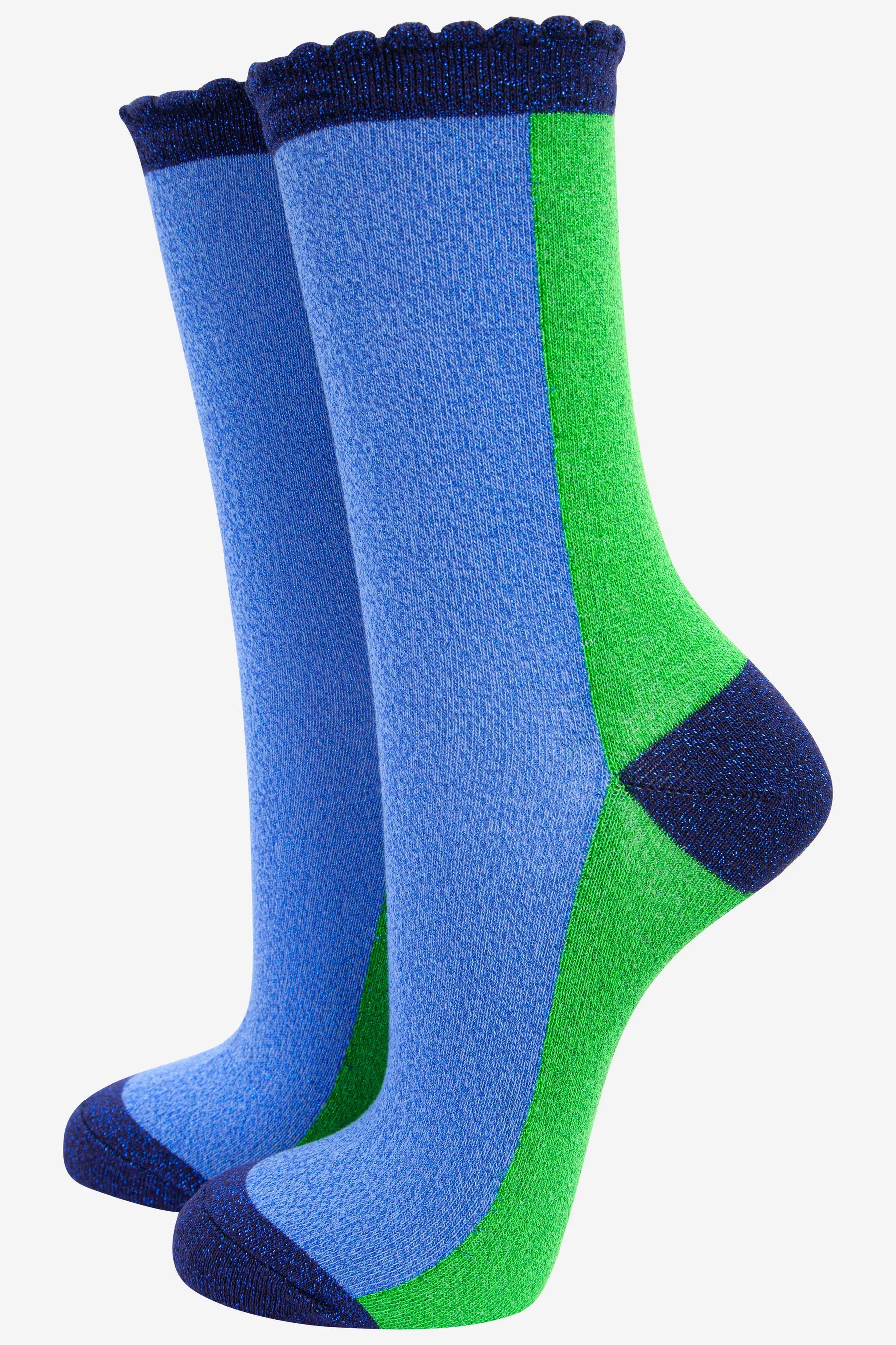 Blue/Green All Over Glitter Socks