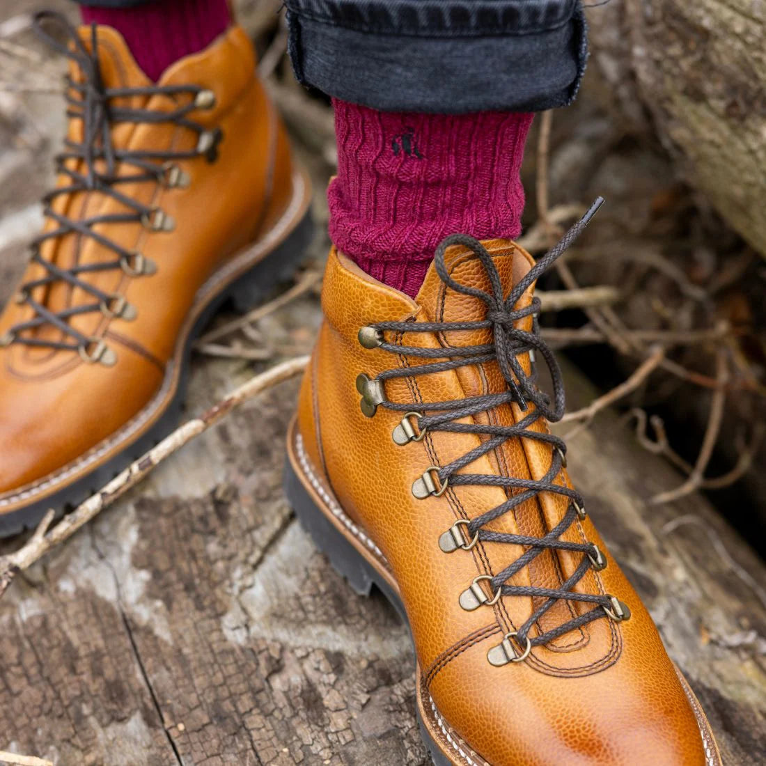 Burgundy Bamboo Boot Socks L