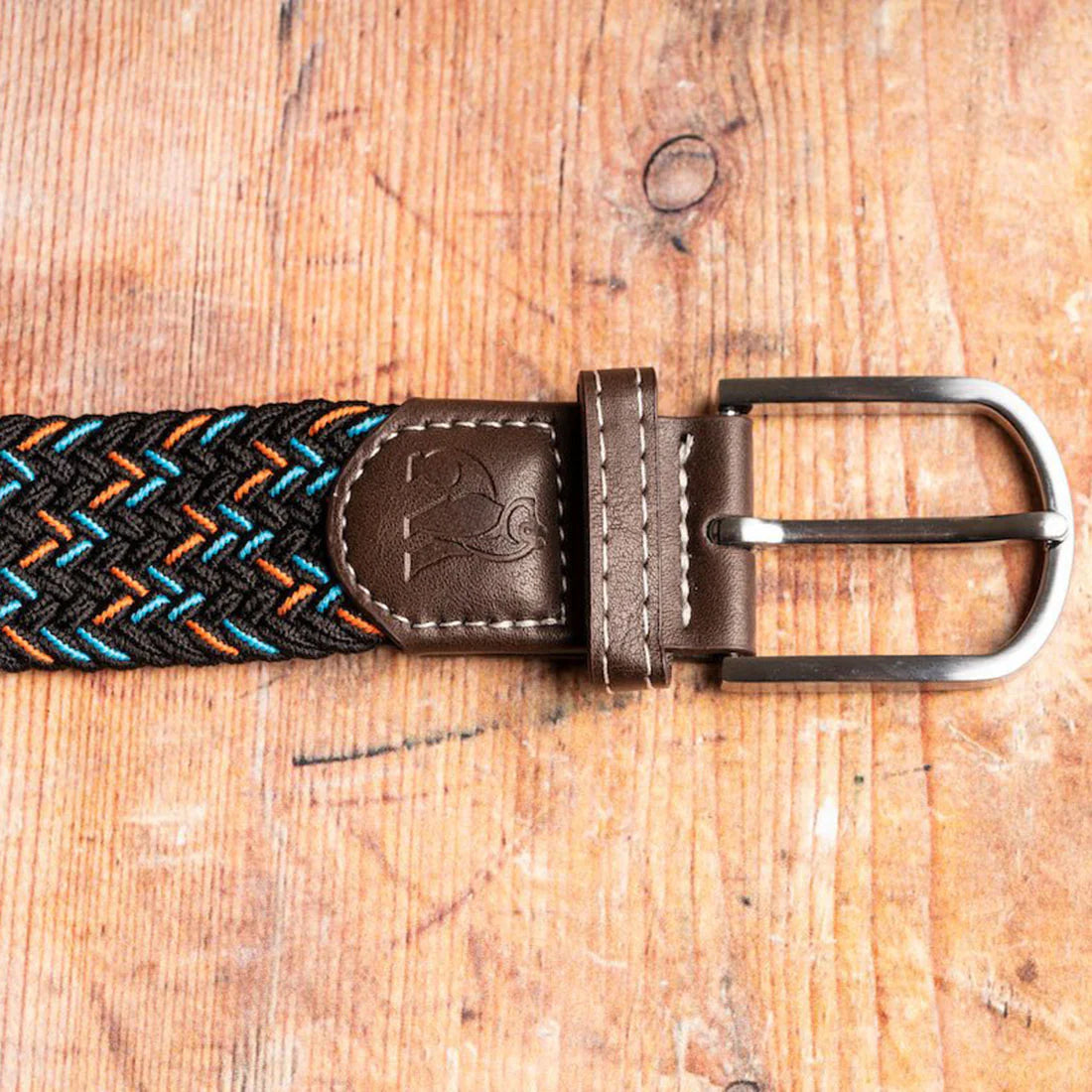 Black, Orange & Blue Dot Woven Belt - L