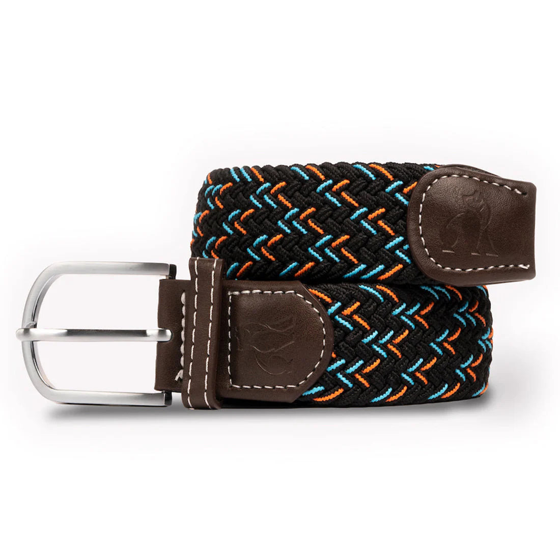 Black, Orange & Blue Dot Woven Belt - L