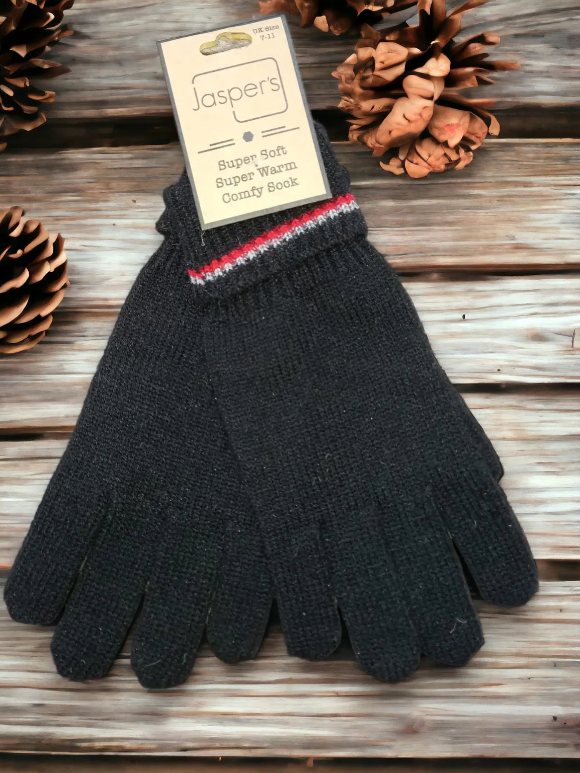 Mens Gloves - Double Striped Black