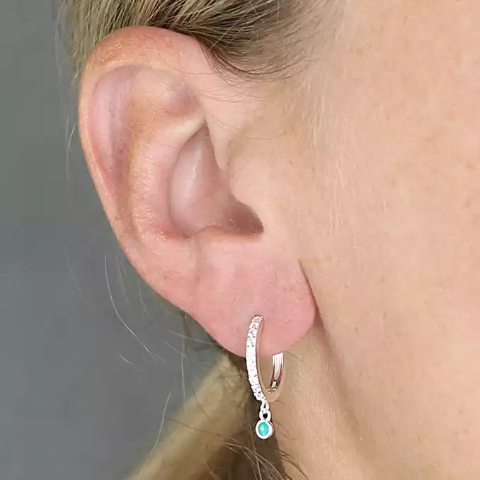 CZ Turquoise Charm  Earring