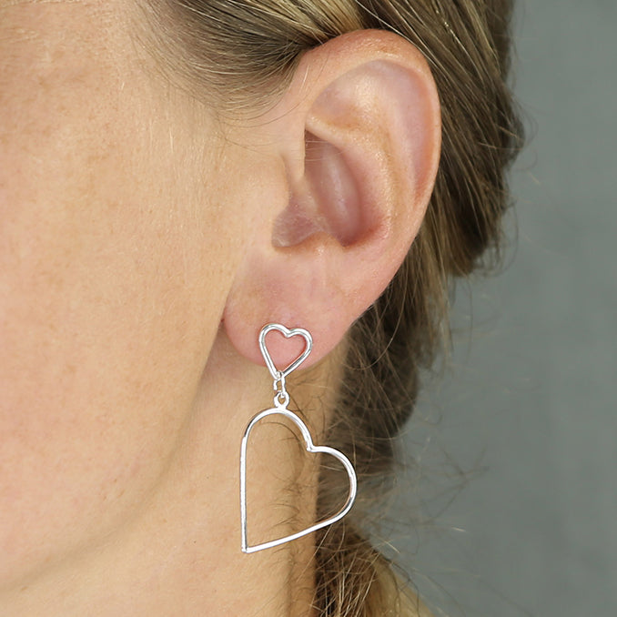 Open Heart Drop Earring