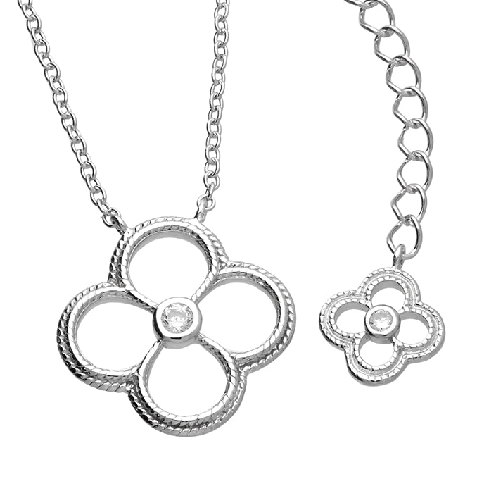 CZ Open Quatrefoil Necklace