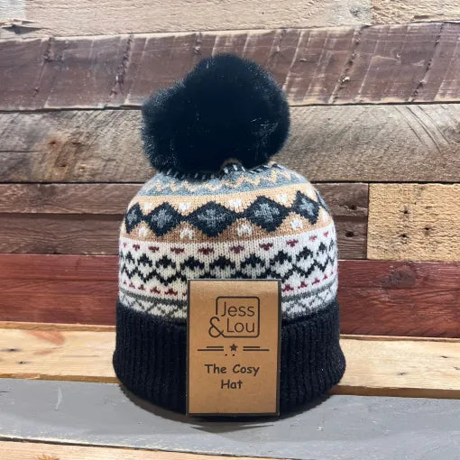 Unisex Bobble Hat - Nordic Black