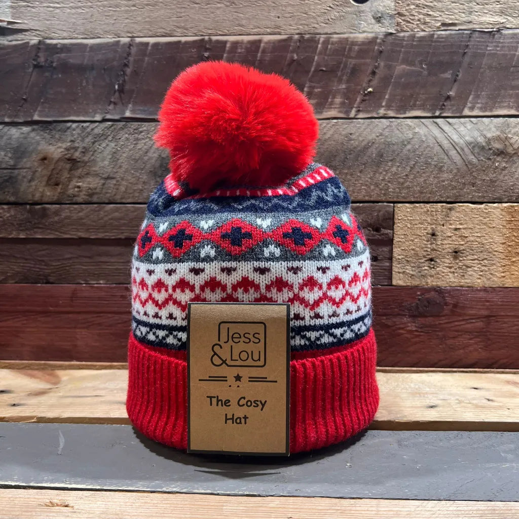 Unisex Bobble Hat - Nordic Red