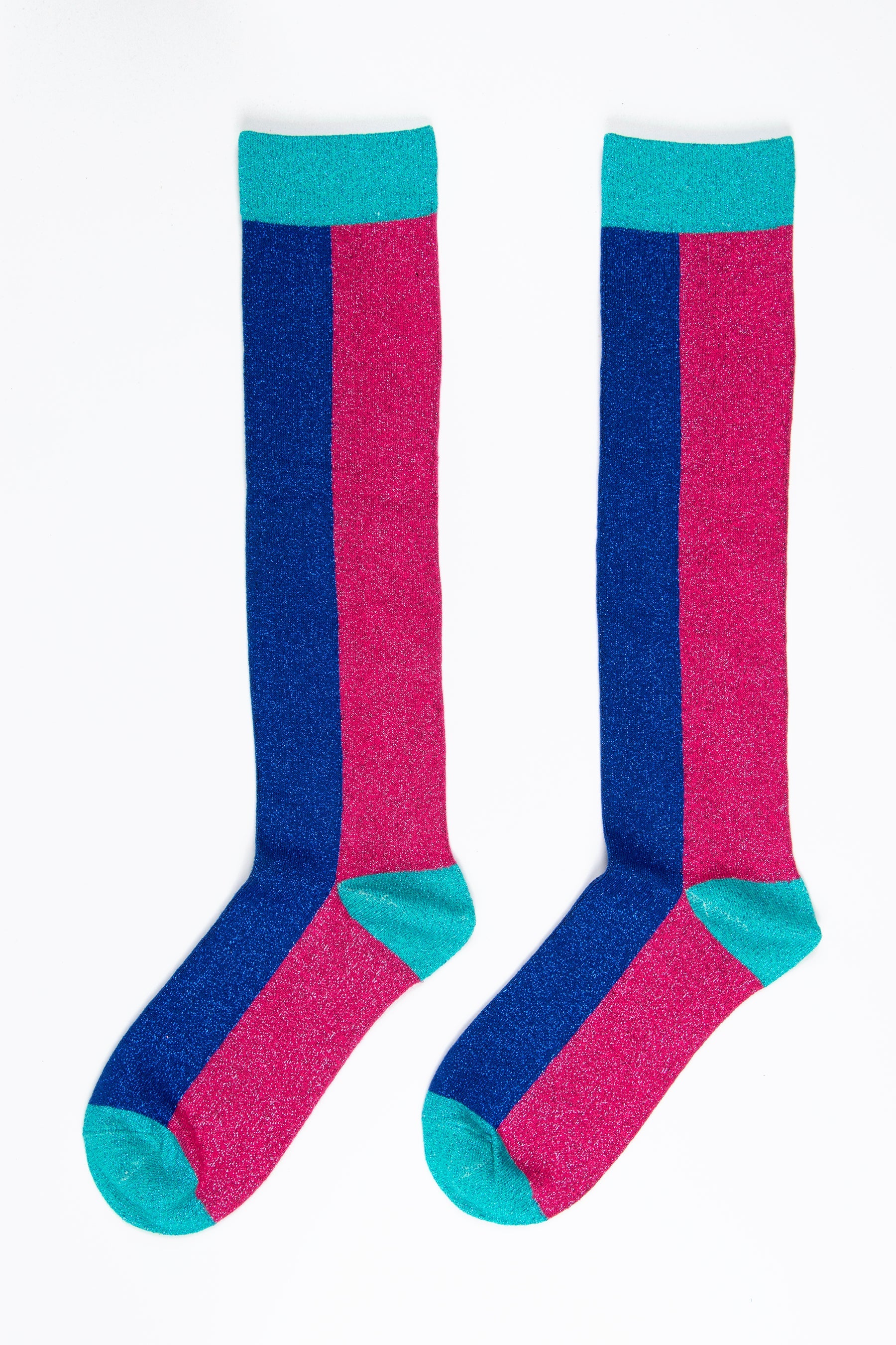 Blue/Pink Knee High Glitter Socks