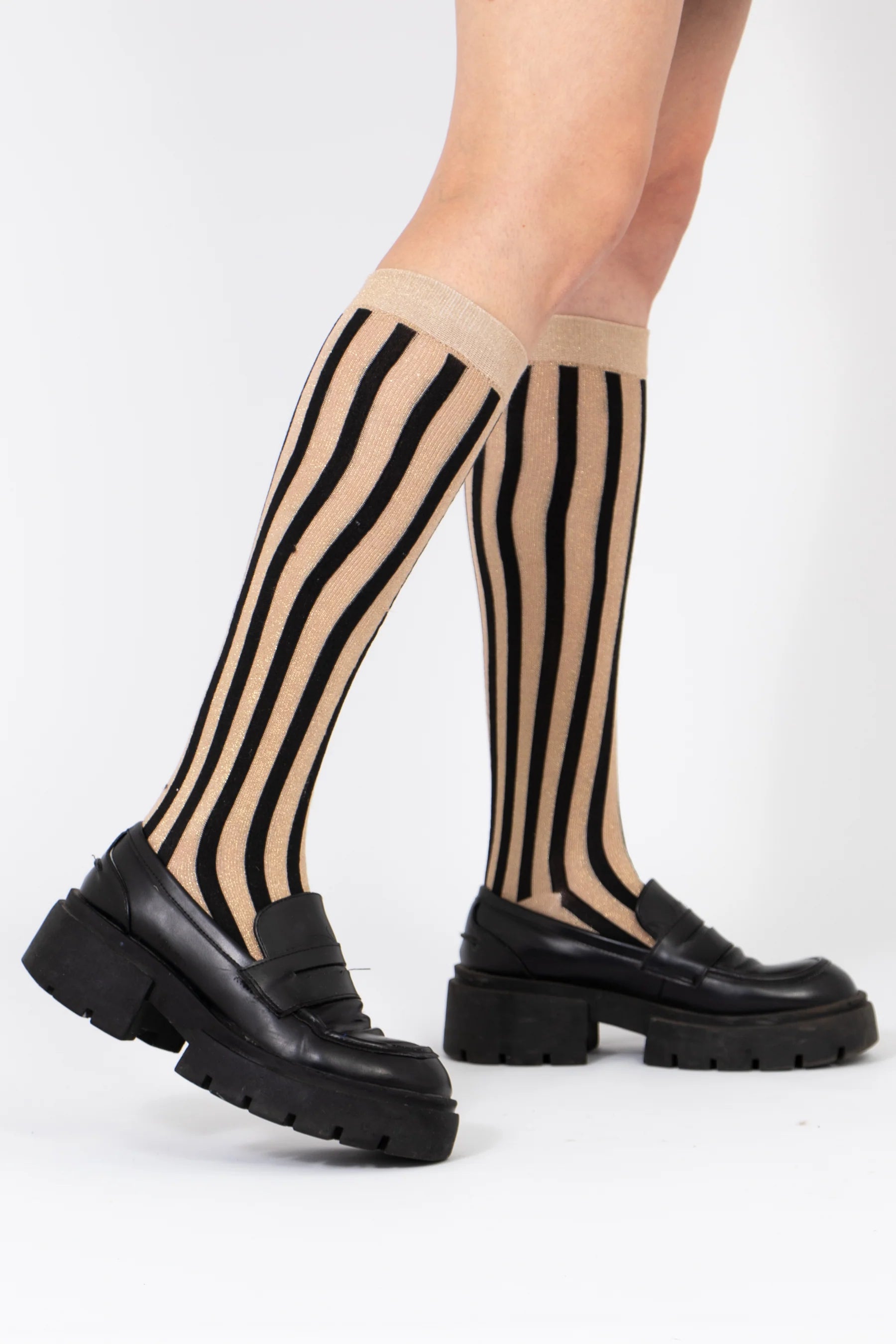 Black/Gold Knee High Glitter Socks