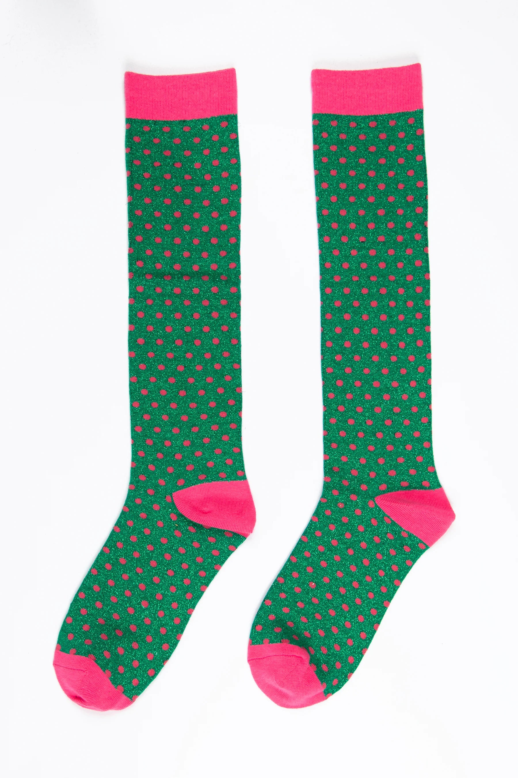 Green/Pink Knee High Glitter Socks