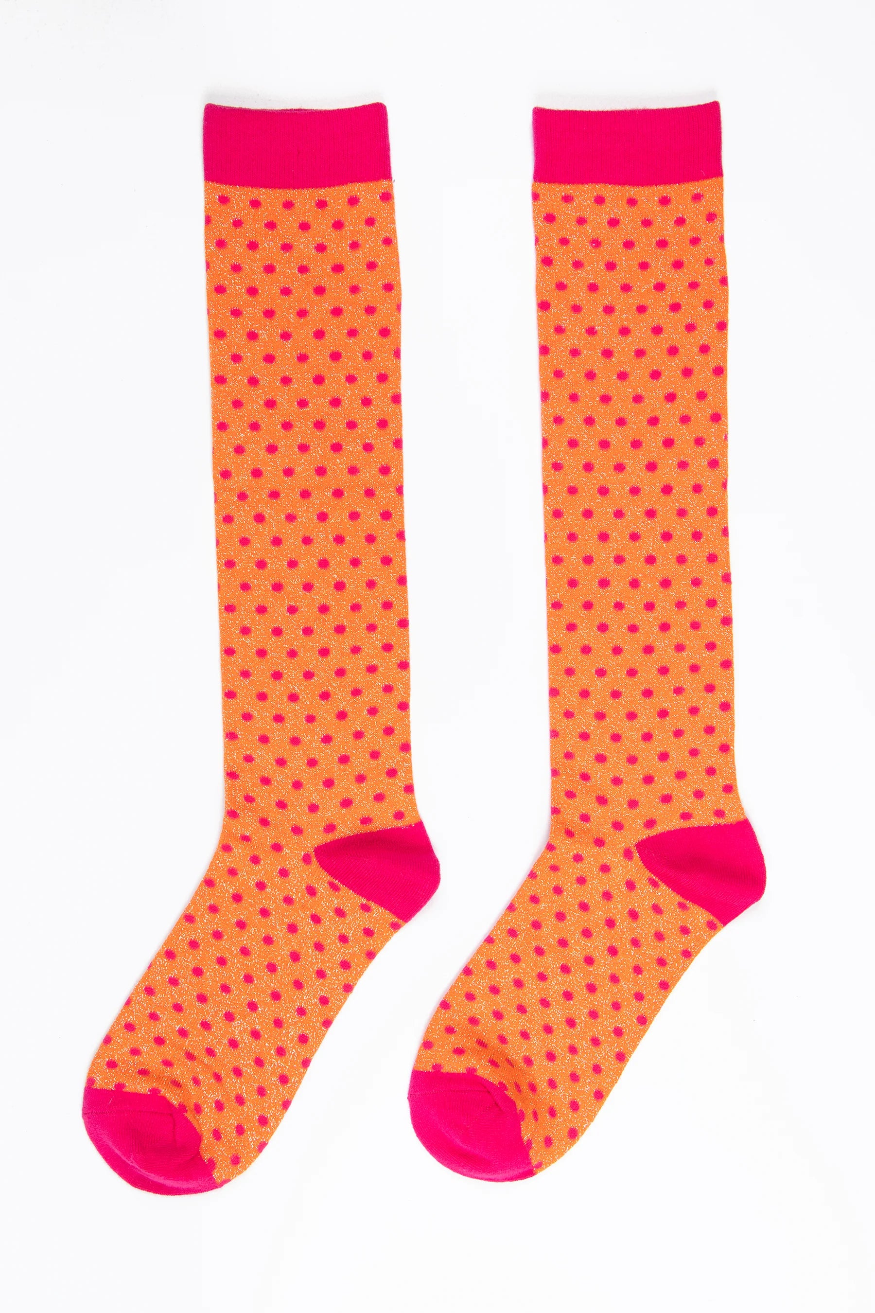 Orange/Fuchsia Knee High Glitter Socks