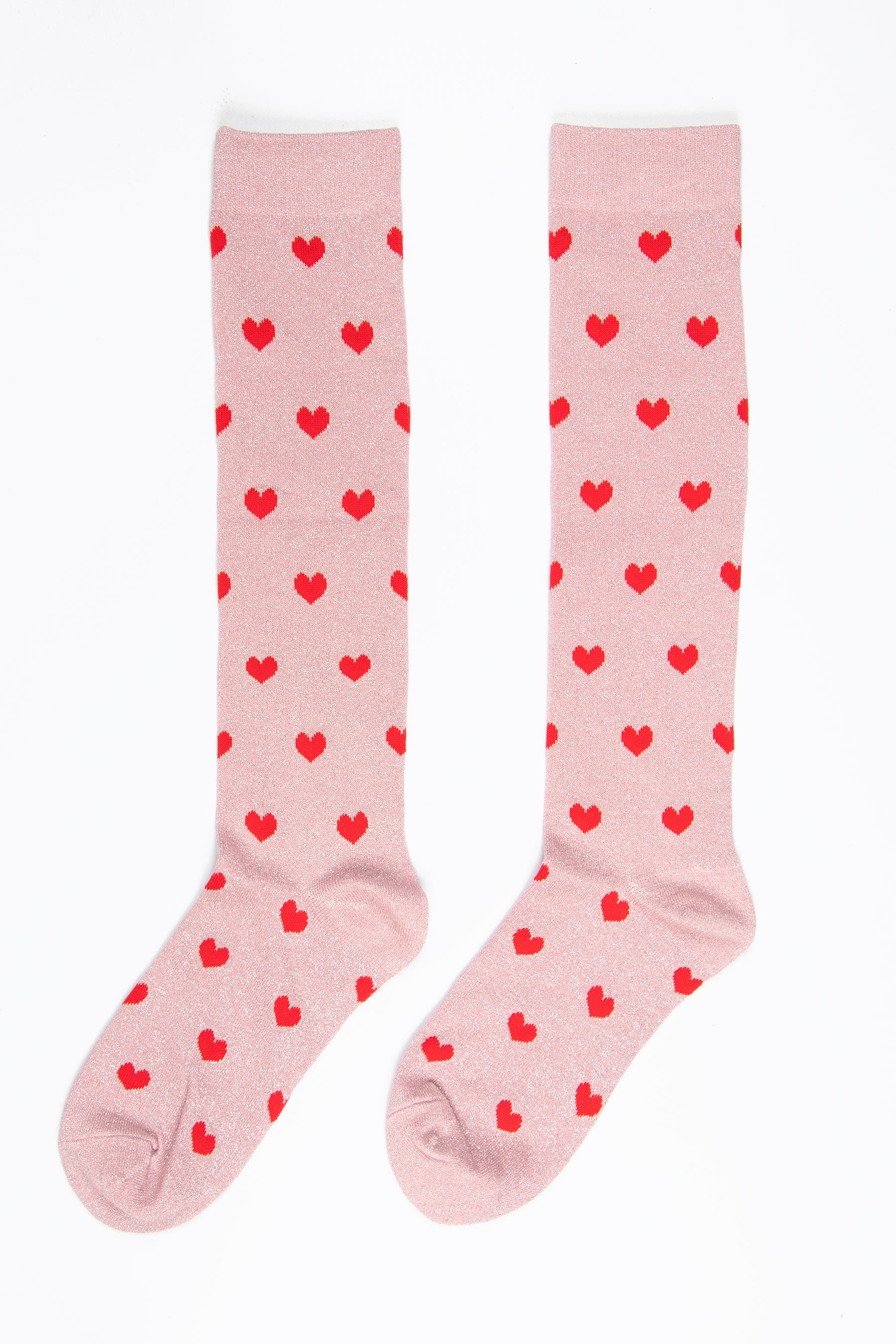 Pink/Red Knee High Glitter Socks