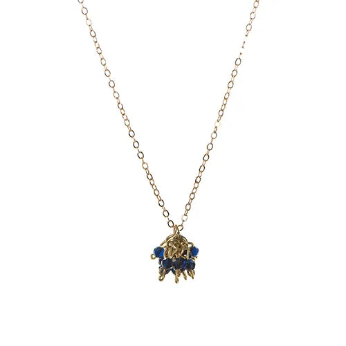 Elizabeth Cluster Navy Pendant Necklace