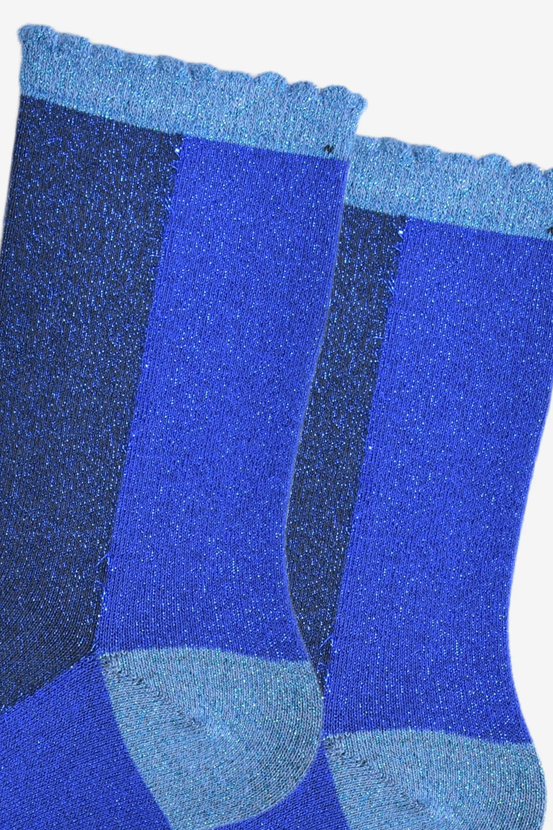 Navy/Blue All Over Glitter Socks