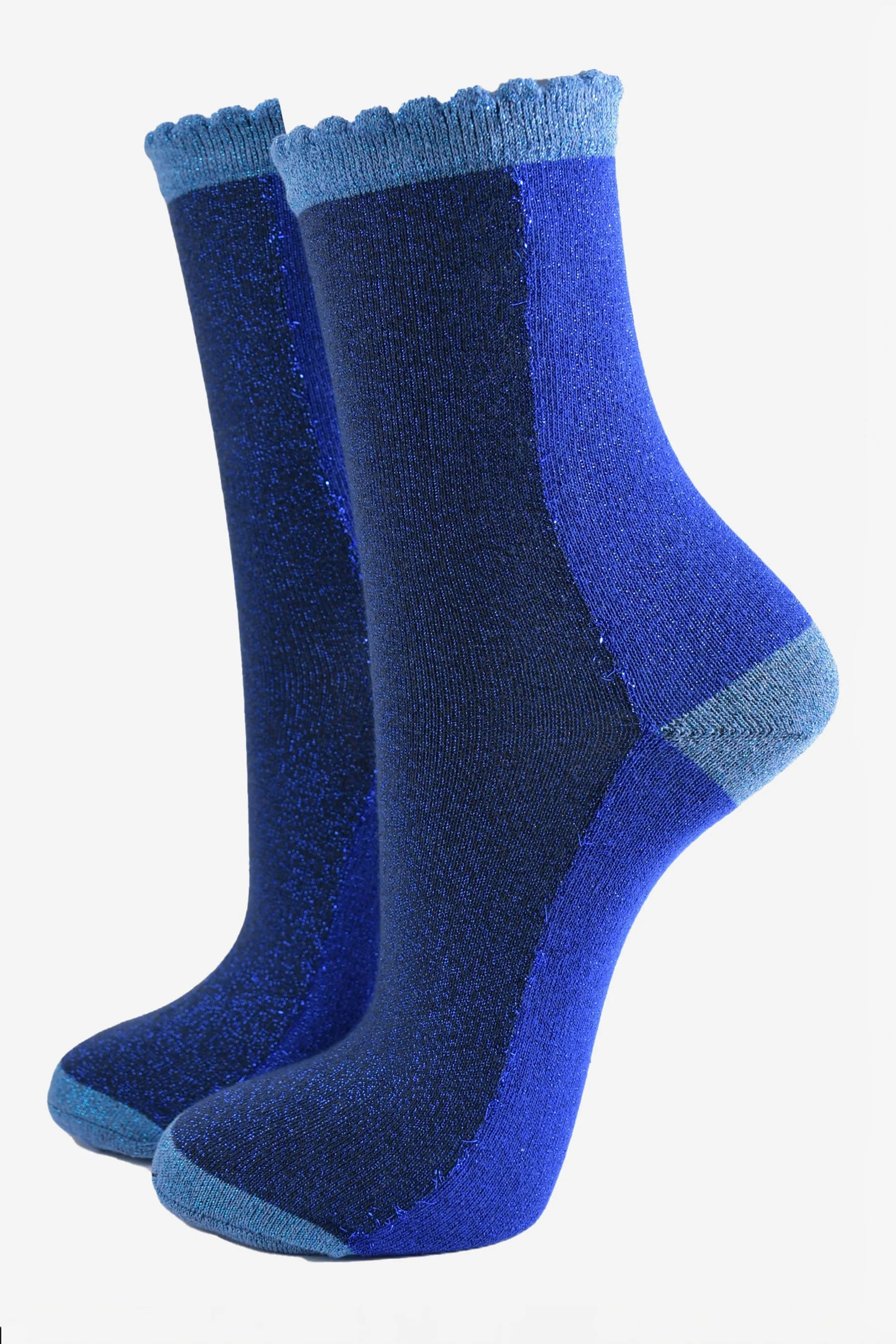 Navy/Blue All Over Glitter Socks