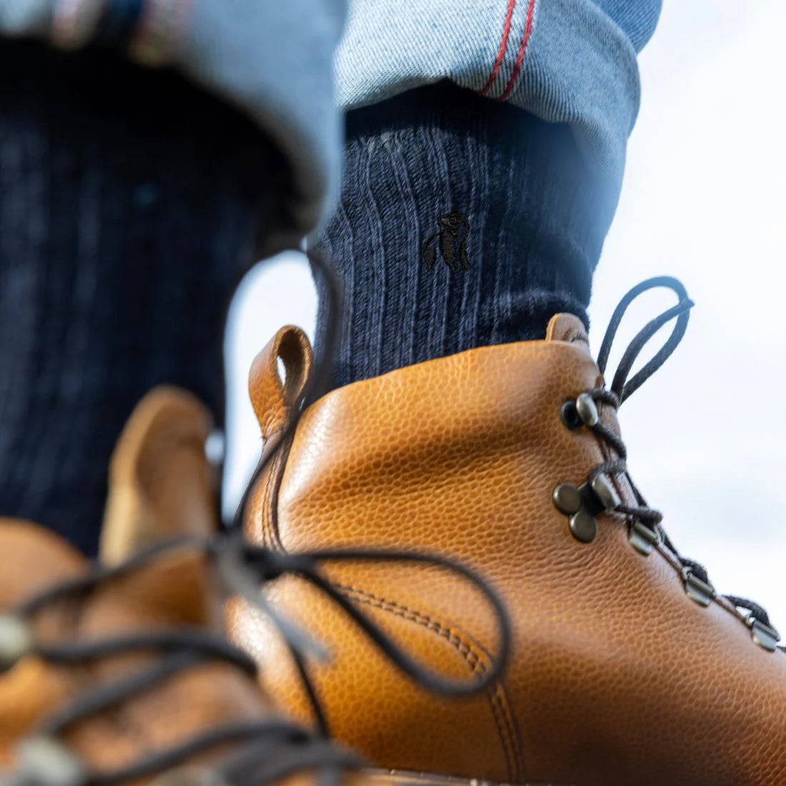 Navy Bamboo Boot Socks - L