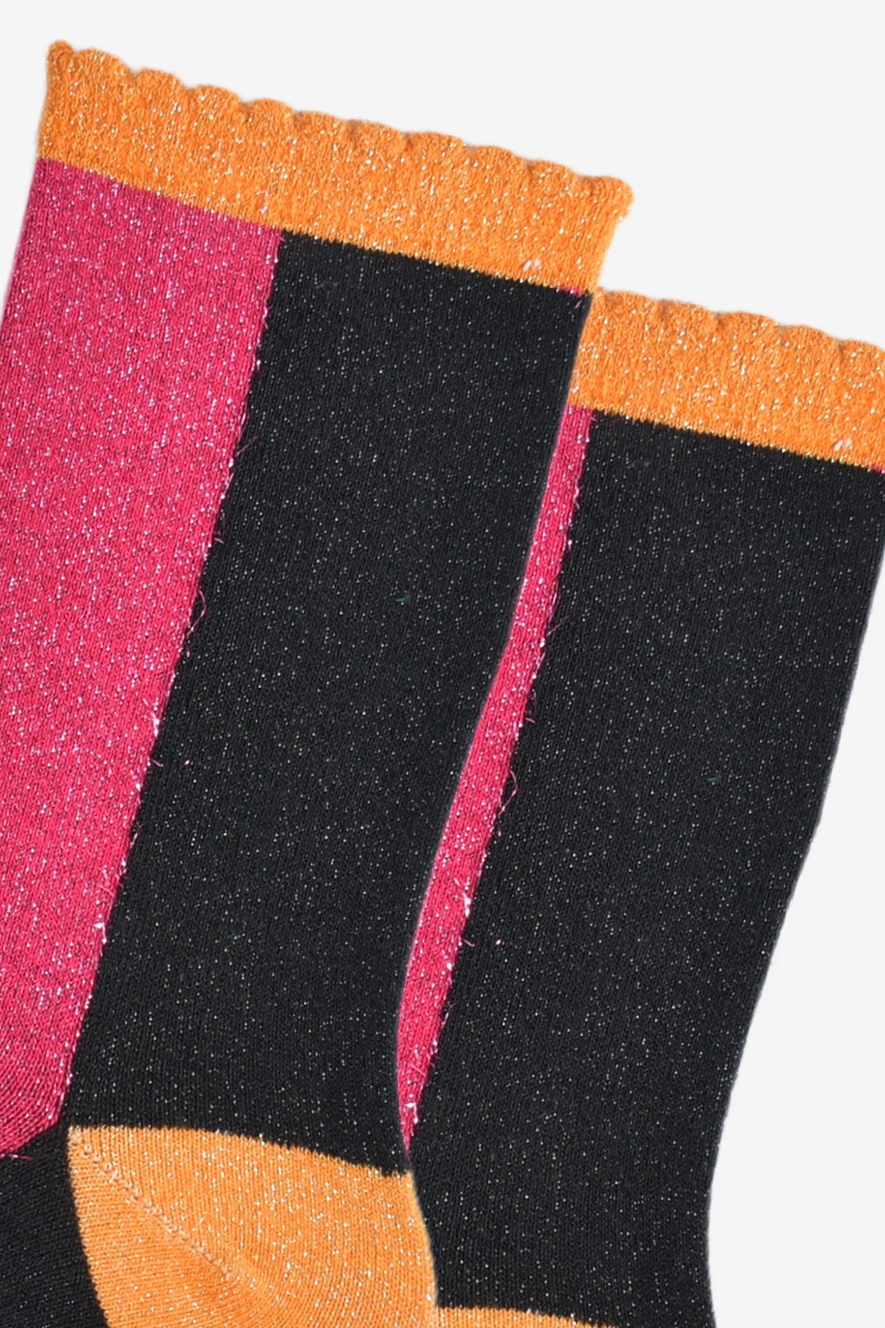 Pink/Black All Over Glitter Socks